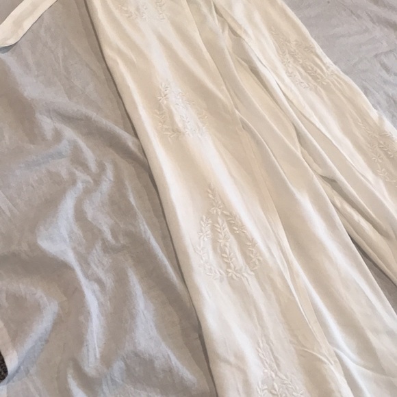 Embroidered Wrap Around Pants White Wide Leg S - Picture 10 of 10